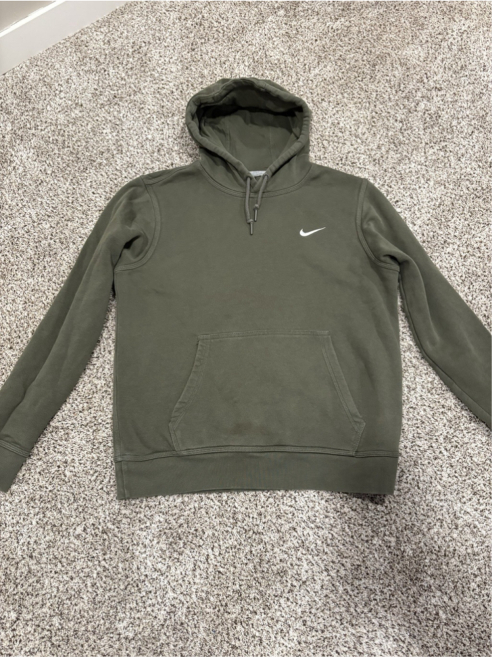 Nike Mens Medium Olive Green Hoodie Embroidered Swoosh Pullover H